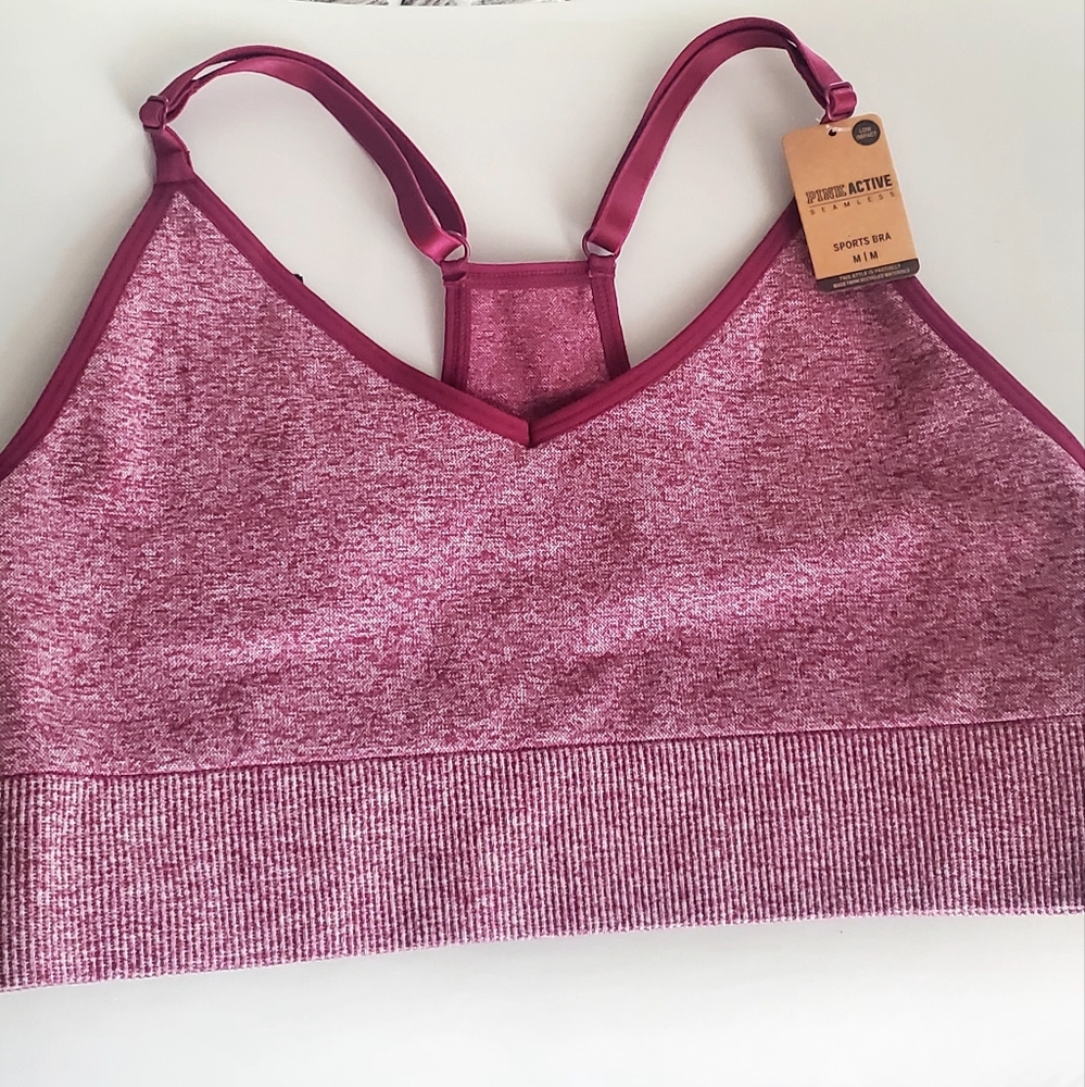 PINK Victoria's Secret Heathered Magenta Sports Bra